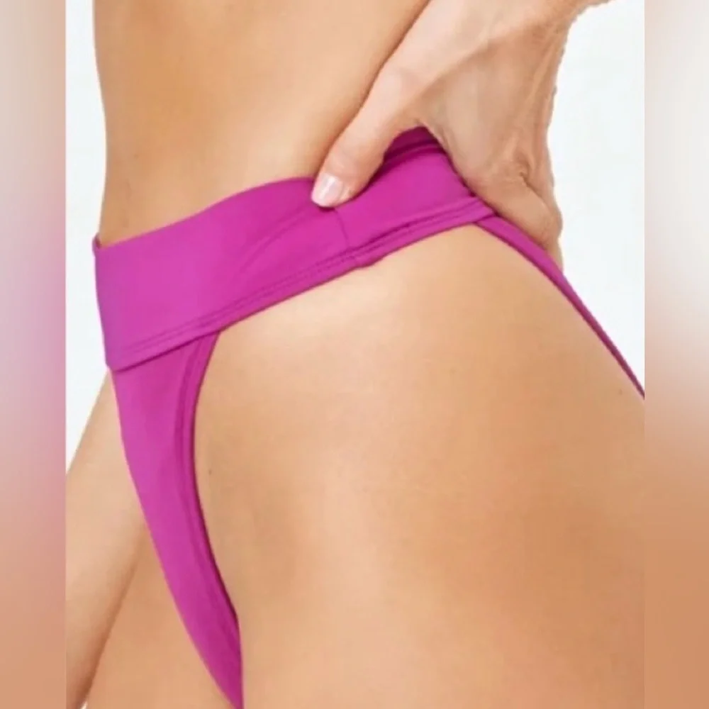L*Space Berry Ribbed Lola Bitsy Bikini Bottom Swimwear Size Medium